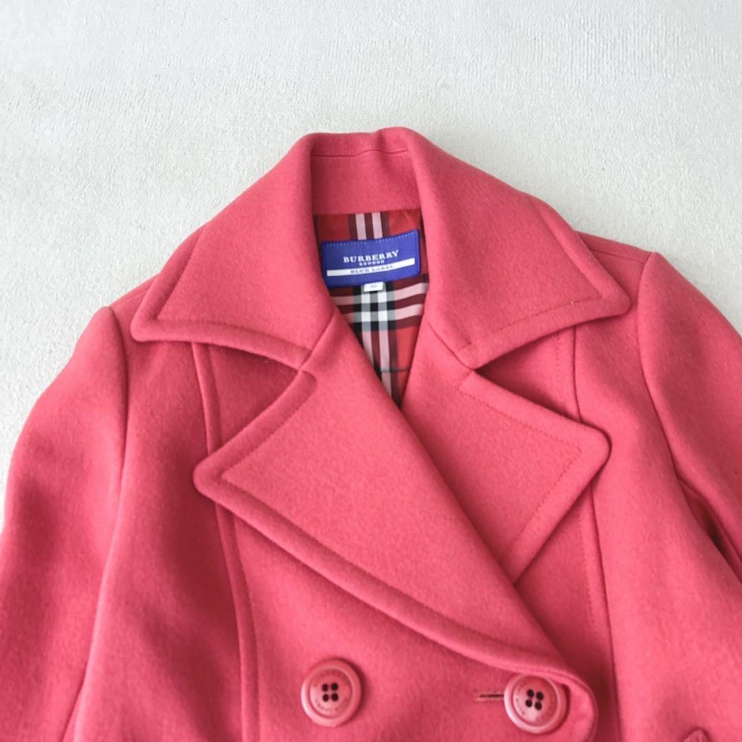 希少カラー✨バーバリーブルーレーベル　ピーコート　ノバチェック　ピンク 38