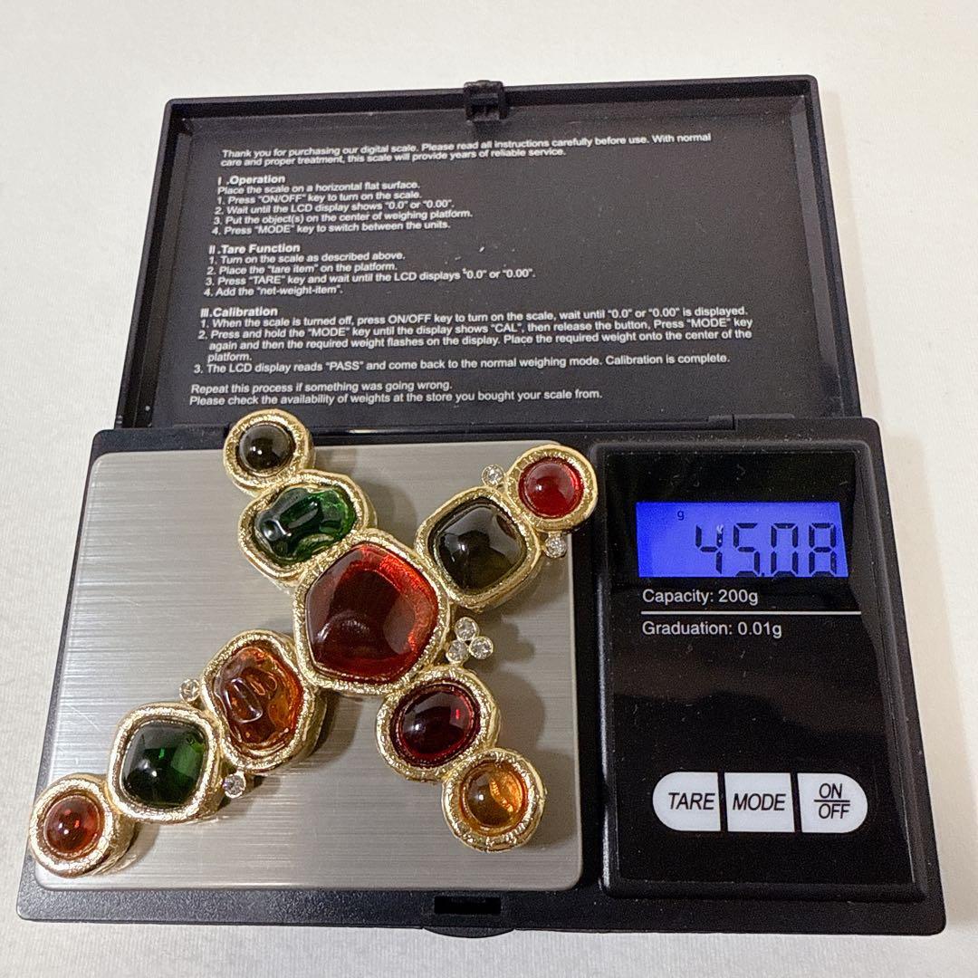 ヴィンテージ GIVENCHY ジバンシー マルチカラー クロス ブローチ