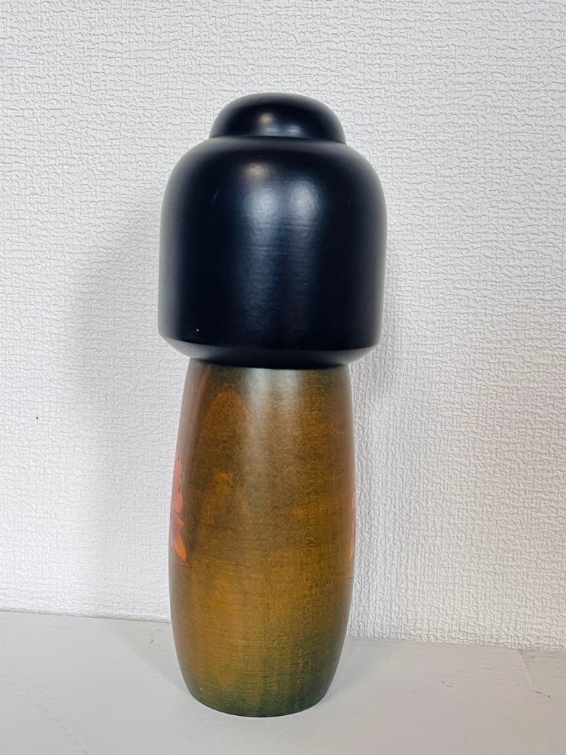 創作こけし 翠崕之作 特大 28cm 越後村上 手描き 牡丹