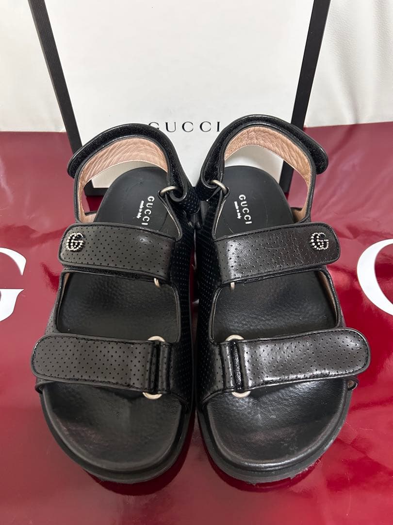 専用！美品GUCCI ブラック サンダル ベルクロ レザー サイズ36ハーフ
