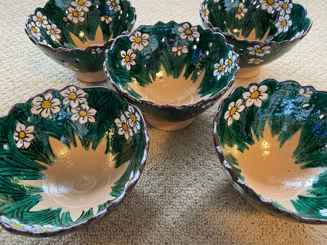 乾山写水仙向付5客　清水焼　新品未使用