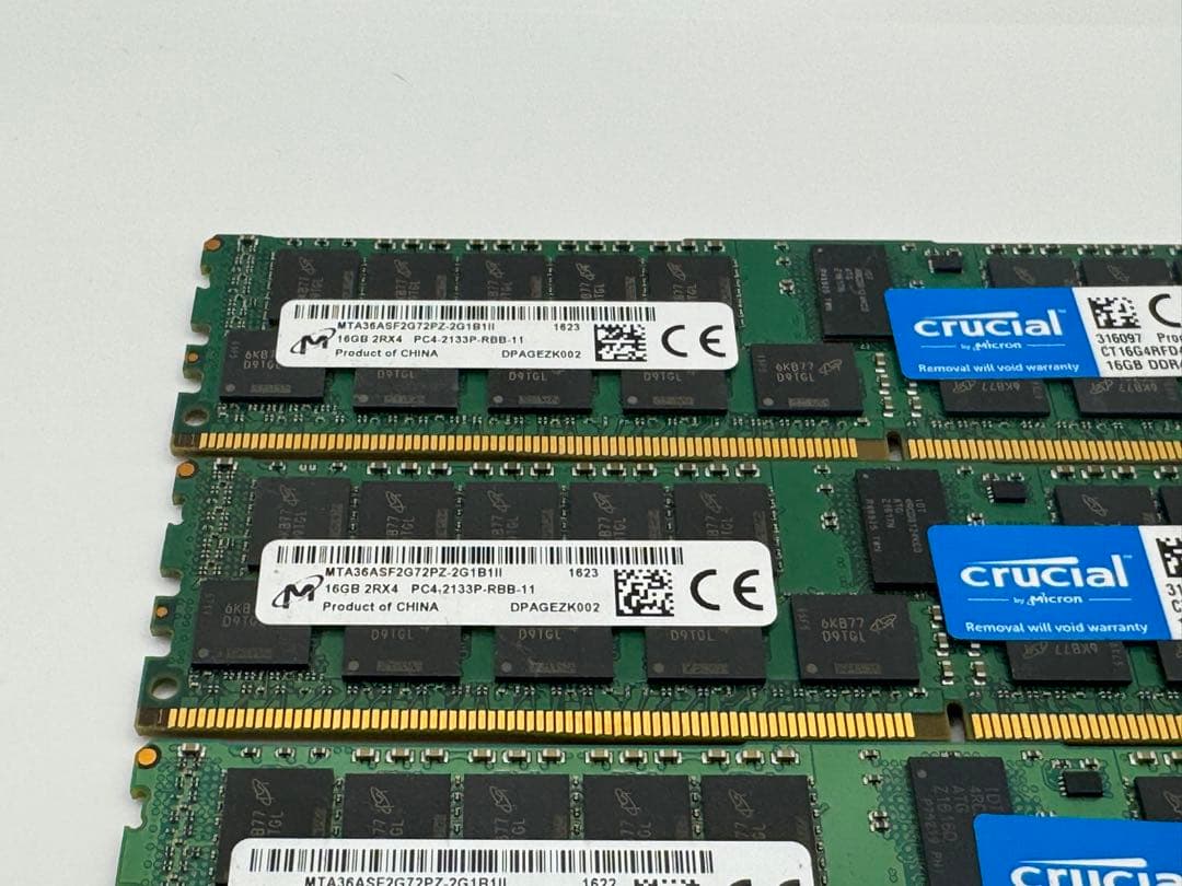 ⑥Crucial 16GB DDR4-2133P RDIMM 4枚セット
