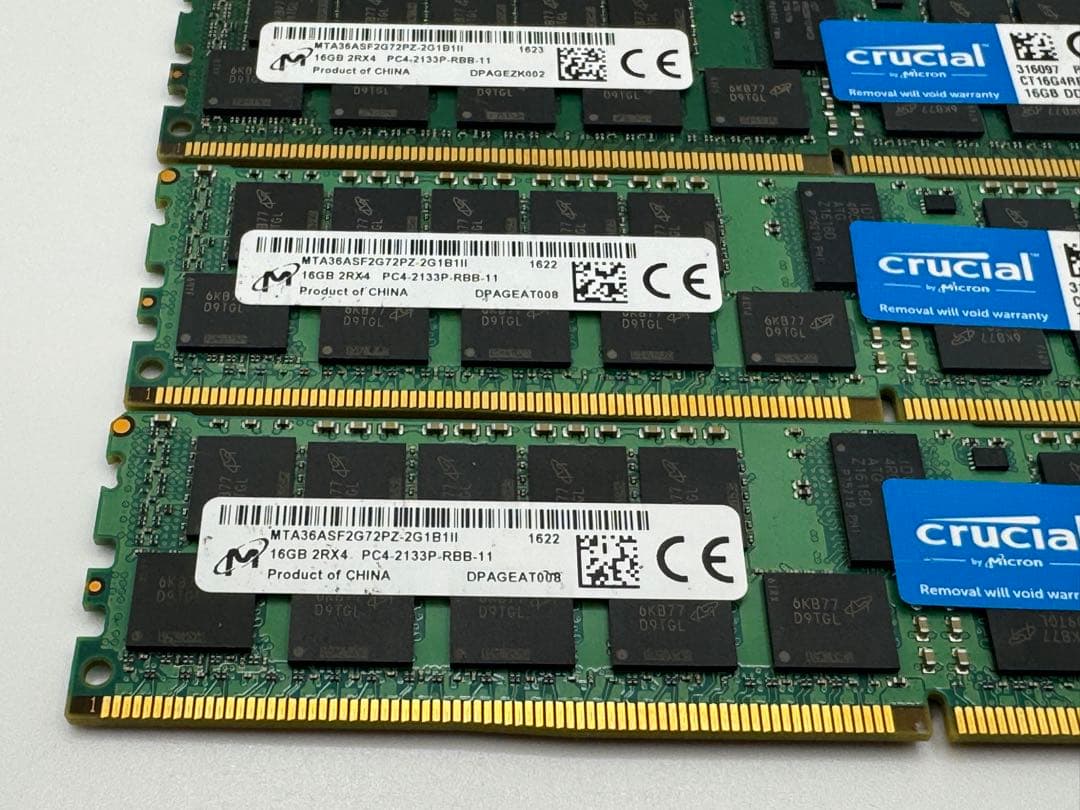 ⑥Crucial 16GB DDR4-2133P RDIMM 4枚セット