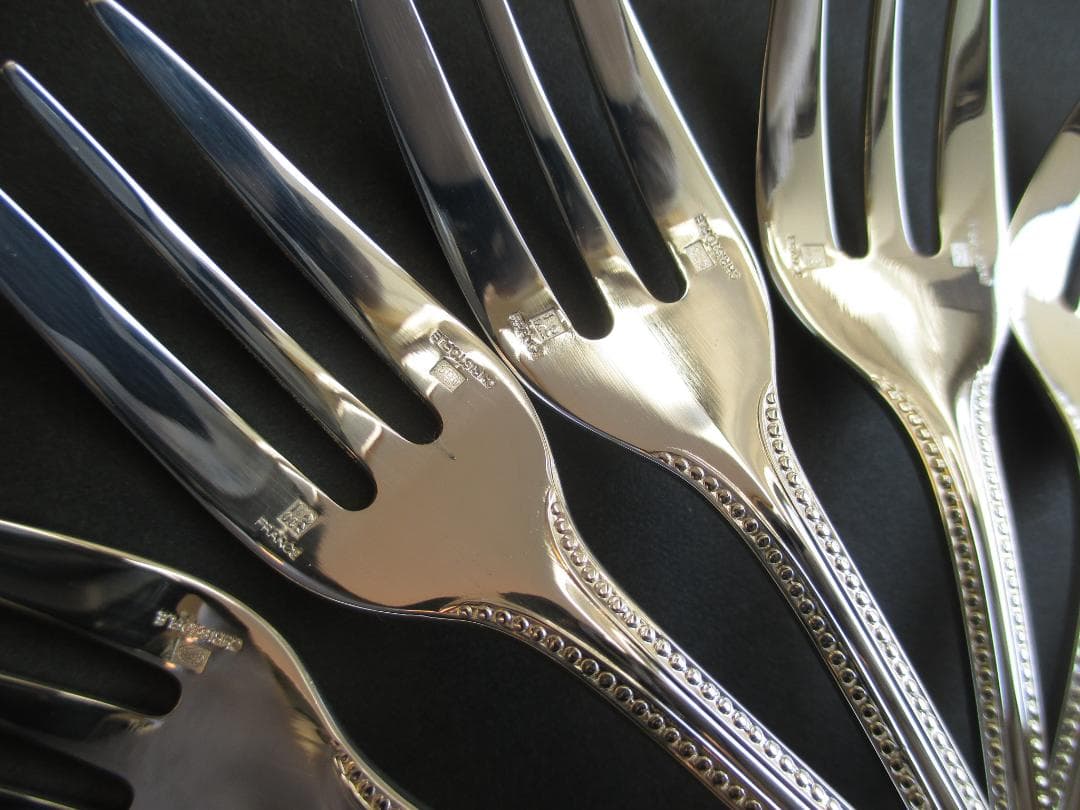 極美品☆高級銀器クリストフルシルバー銀Pカトラリー１２本　人気のパール　収納箱付