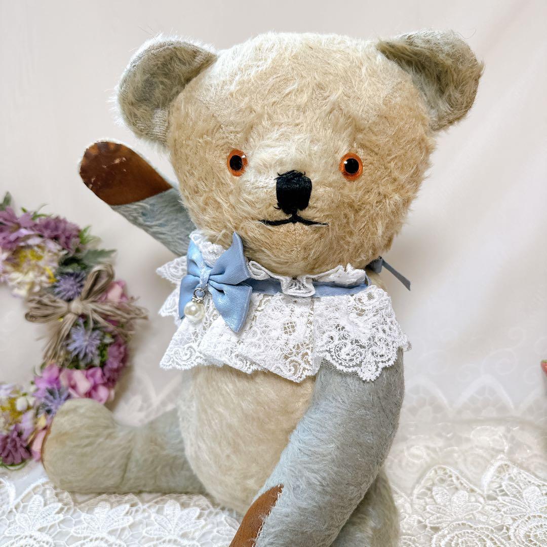 チャーリー 様　❤️ブルー×ホワイトのアンティークベア❤️テディベア