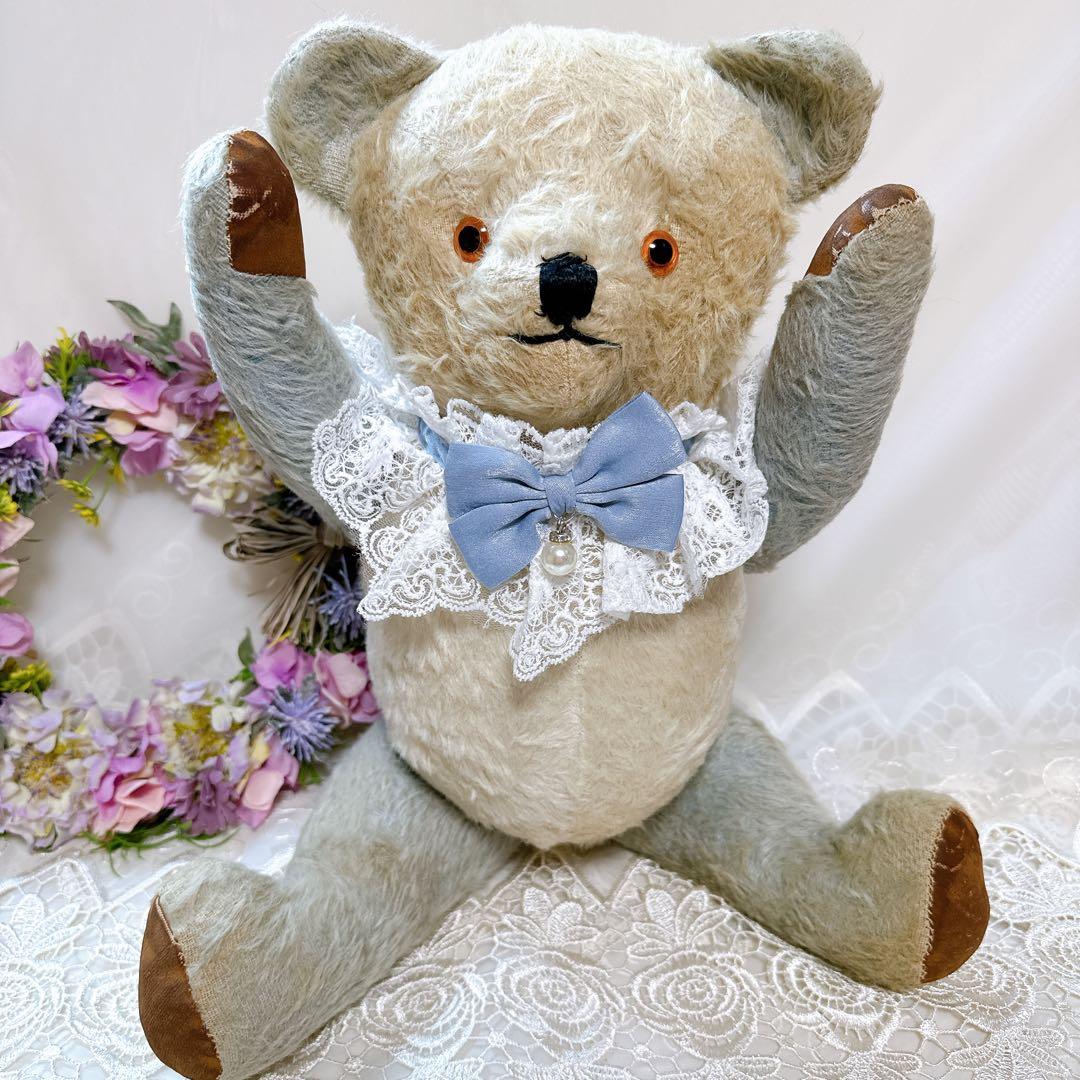 チャーリー 様　❤️ブルー×ホワイトのアンティークベア❤️テディベア