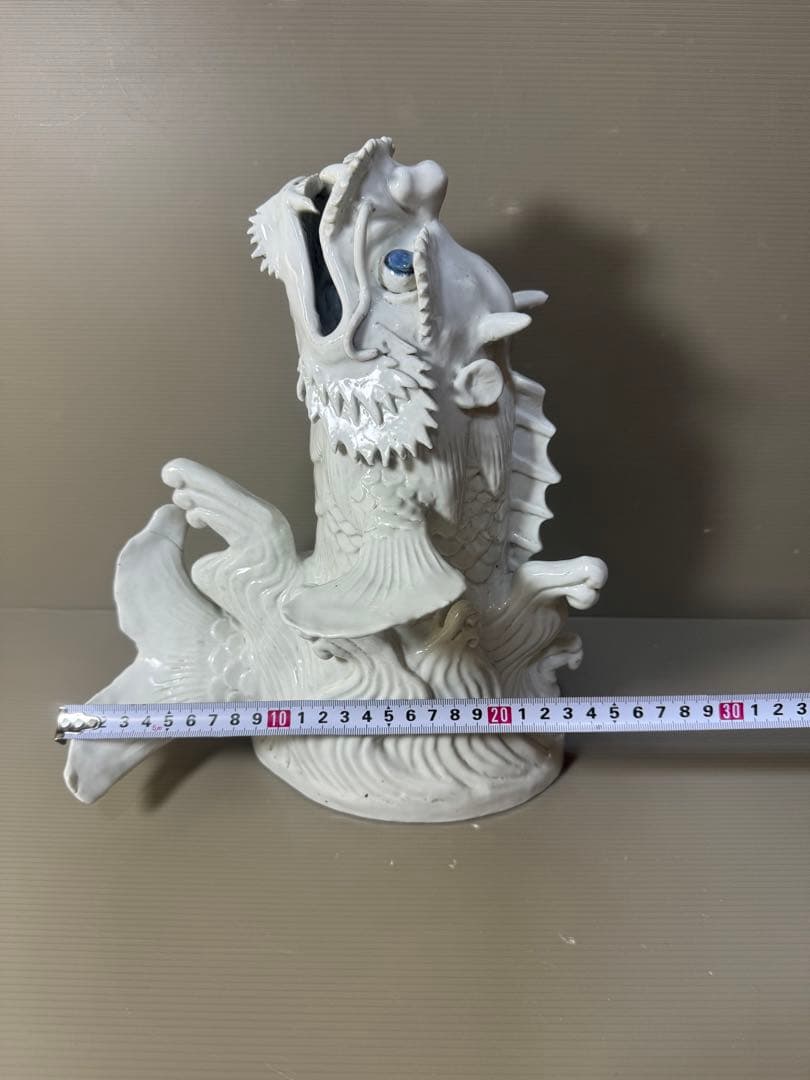 2330 激レア　龍首魚尾　平戸白磁龍置物　時代物