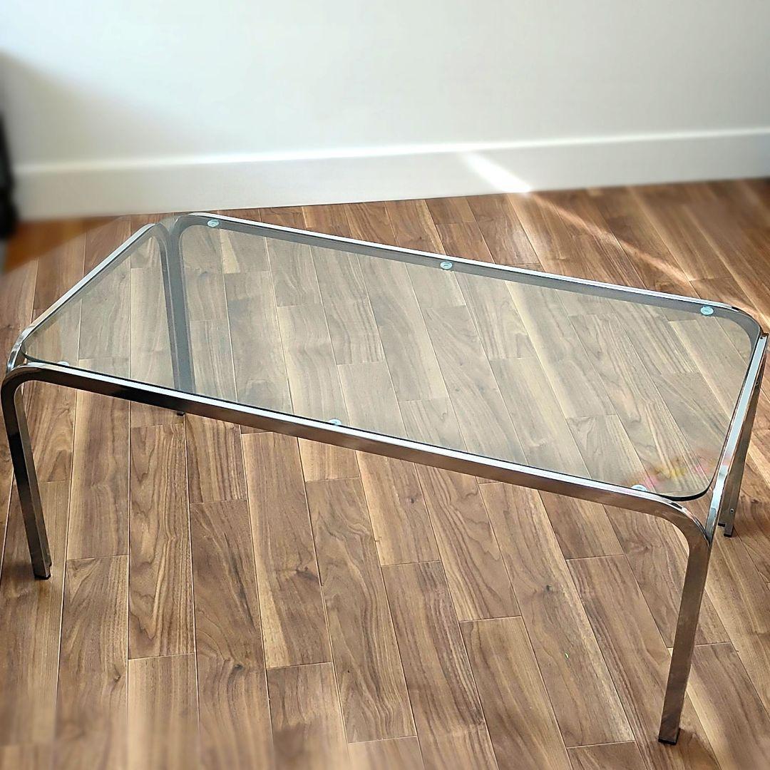 ガラステーブル　昭和レトロ　ミッドセンチュリー