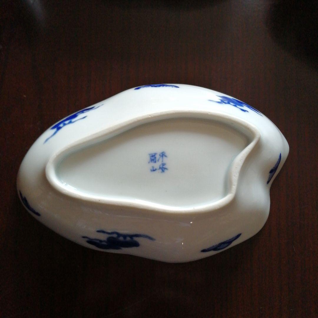 清水焼　平安眉山　松模様雲形皿　19枚　16.5cm　大正期