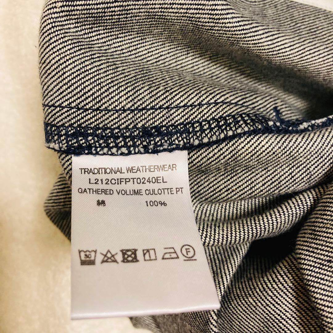タグ付　トラディショナルウェザーウェア　ギャザーボリュームキュロットデニムパンツ