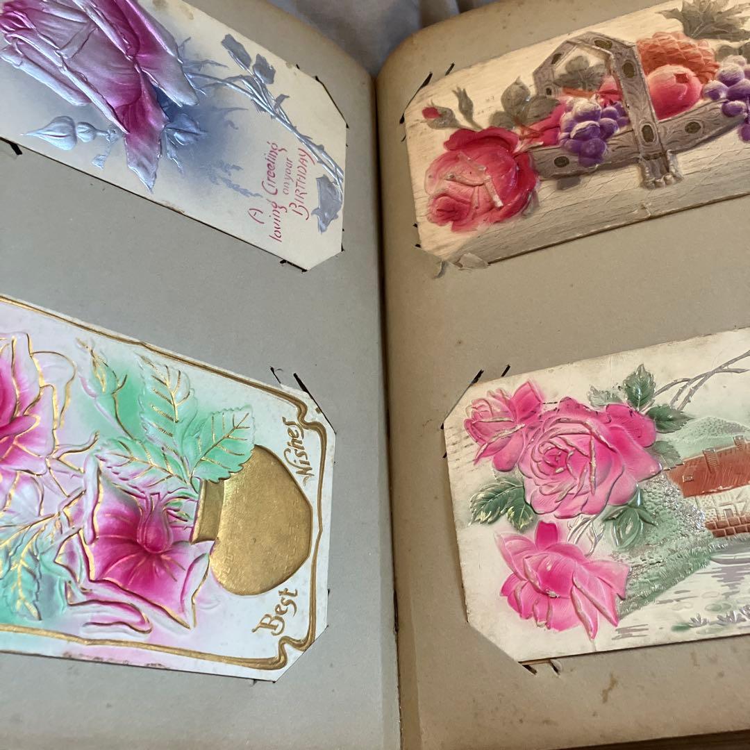 イギリスアンティークポストカードアルバム　薔薇好きさんへ　フランスアンティーク