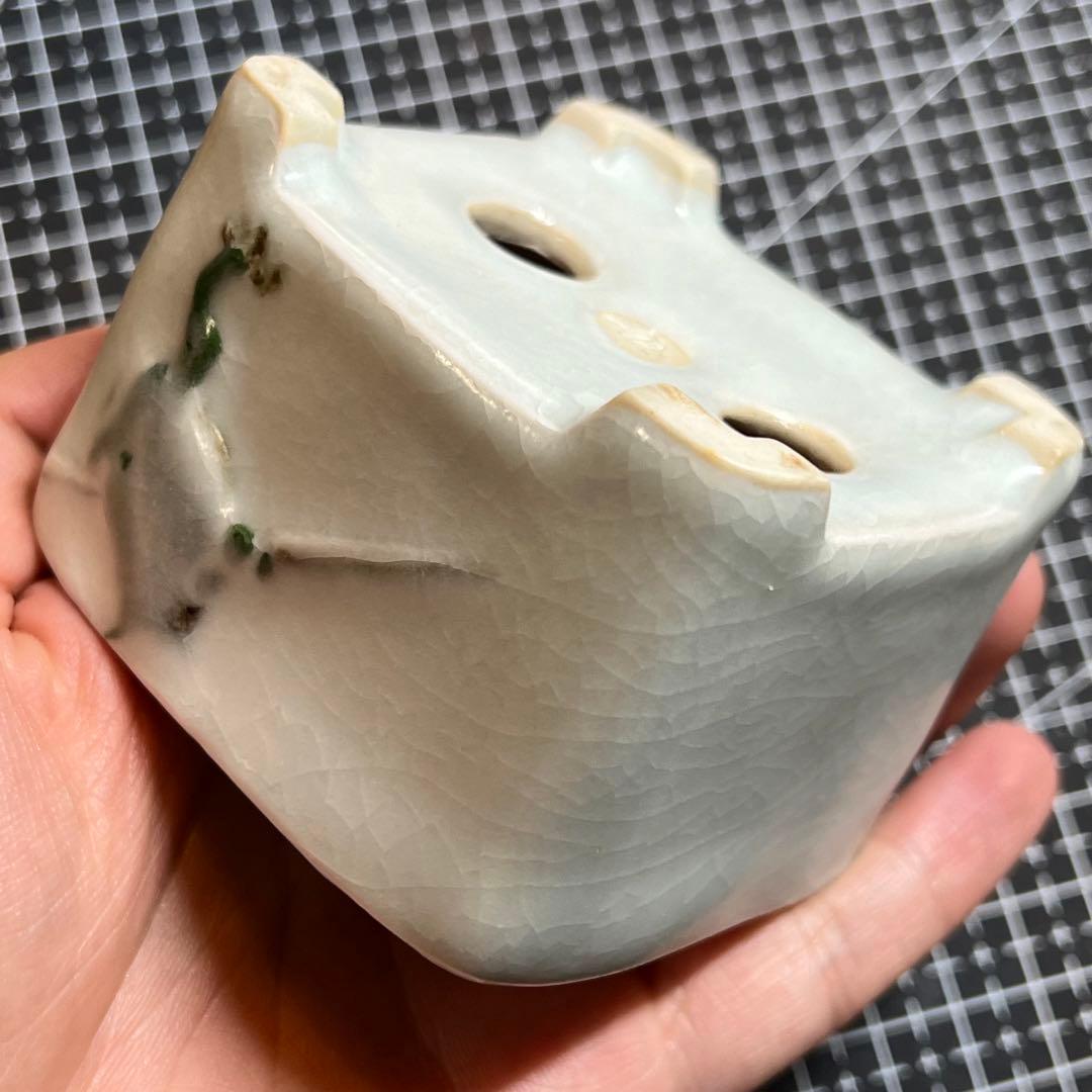 740.町直 五彩蛙切立長方 盆栽鉢 植木鉢 7.5*6.9*5.2cm