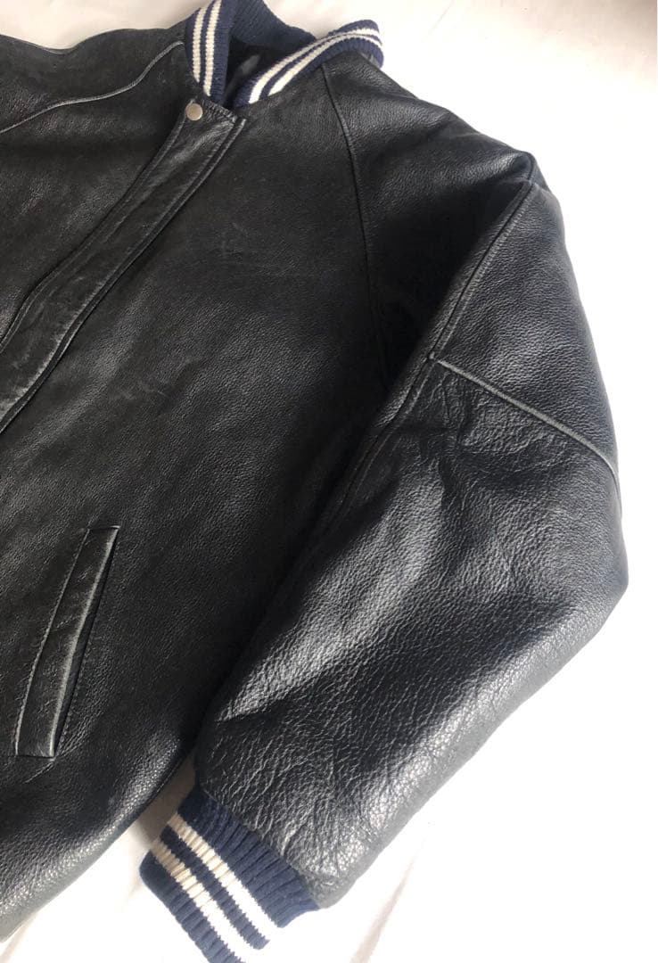 【重厚感】90s ヴィンテージ 本革スタジャン カウハイド ブラック