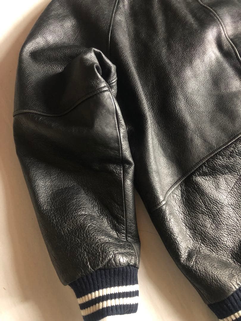 【重厚感】90s ヴィンテージ 本革スタジャン カウハイド ブラック