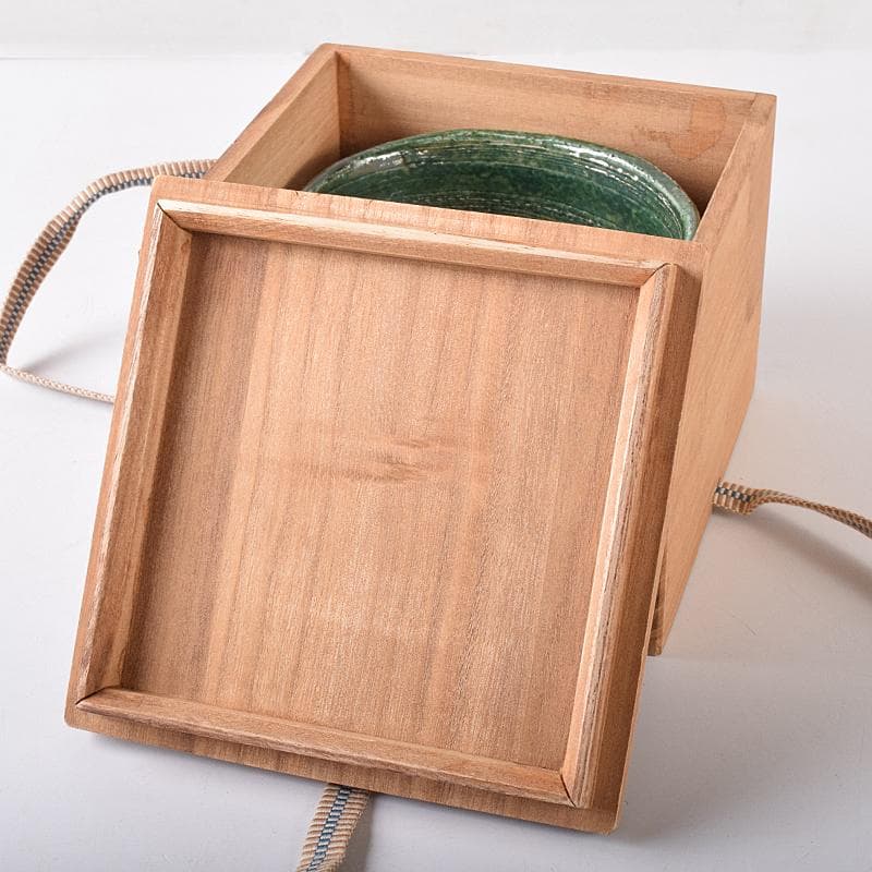 北大路魯山人作　織部焼　於里辺　茶碗　共布共箱　M　R8325