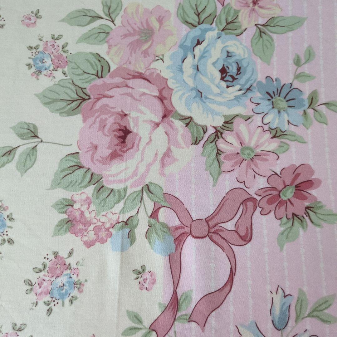 新品★薔薇ブーケと小花ストライプ綿100%シングル掛け布団カバー枕カバーセット