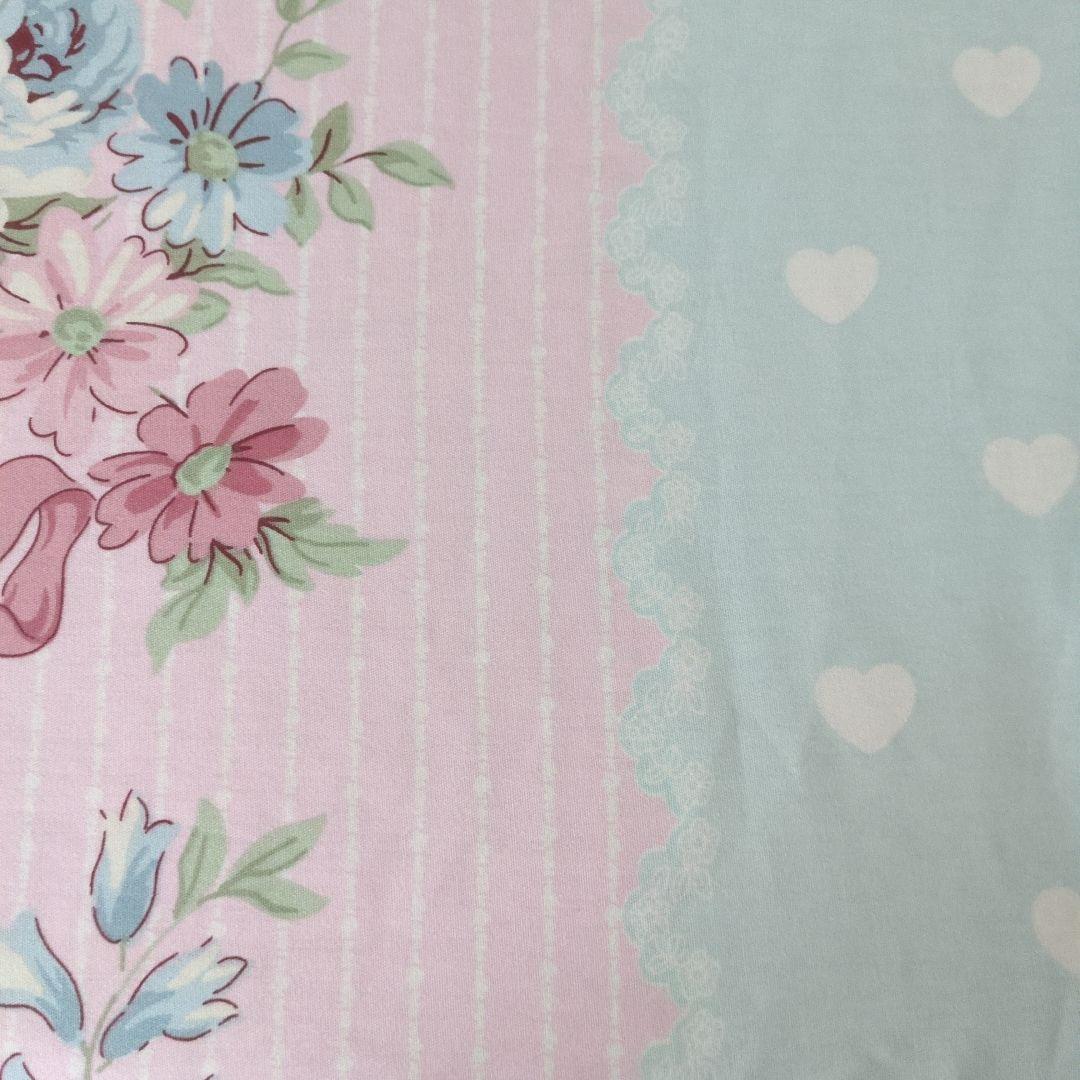 新品★薔薇ブーケと小花ストライプ綿100%シングル掛け布団カバー枕カバーセット