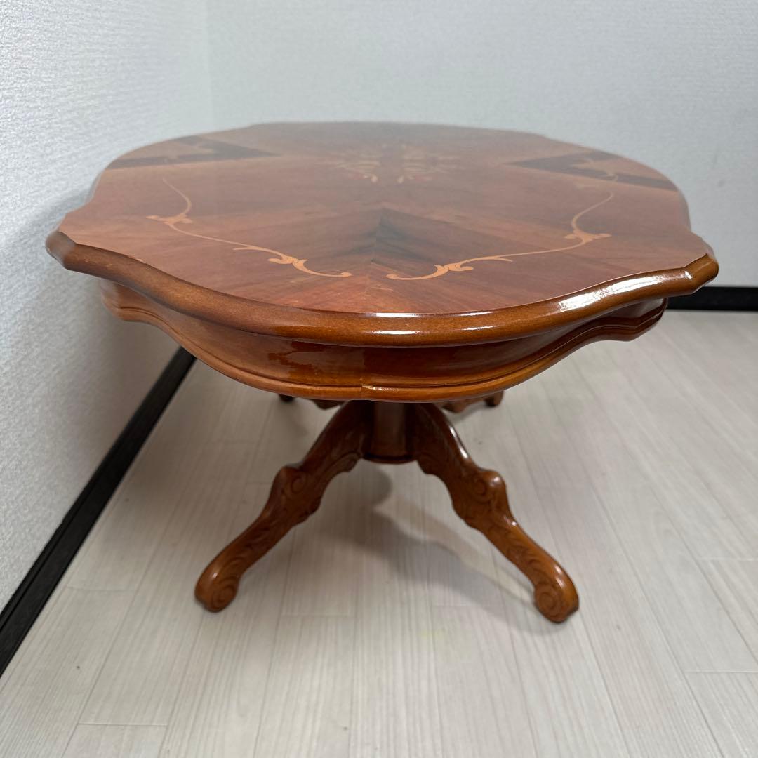 イタリア 象嵌 ローテーブル オーバル 猫脚 輸入家具 管理No.※i4※