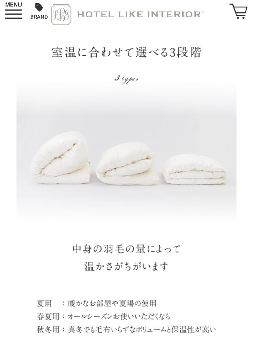 hotel like interior 羽毛布団 ダブル 元値25万　27日〆