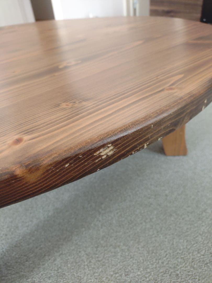 【発送は2月中旬頃を予定】テーブル 円卓 ちゃぶ台 猫脚 無垢材 ダークブラウン