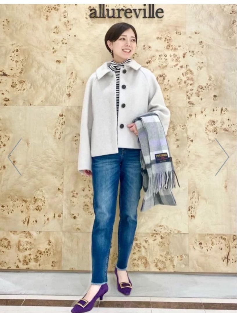 ★タグ付★アルアバイル　モヘアシャギーステンカラーショートコート