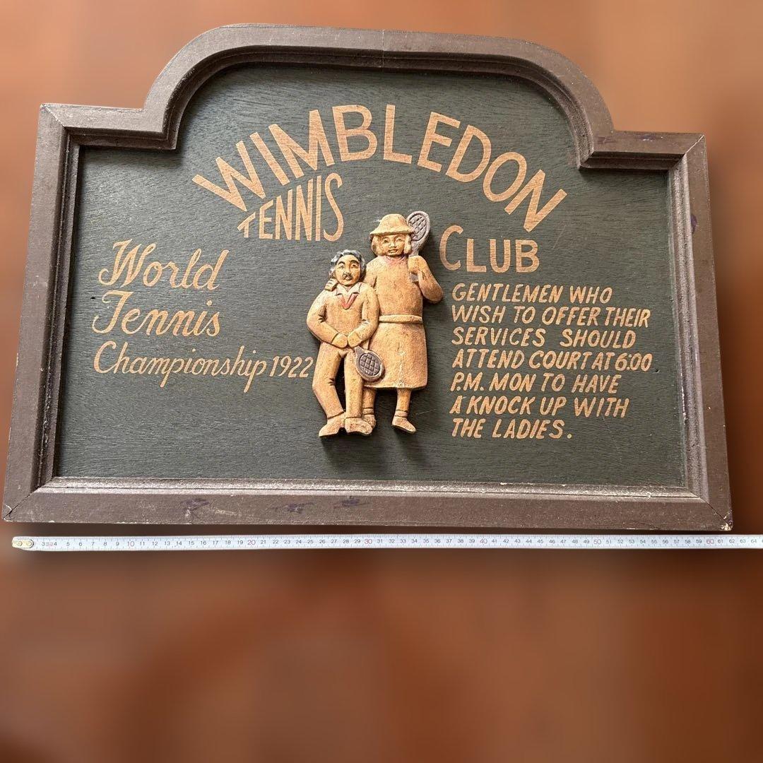 ウィンブルドン テニス 1922年 木製彫刻　アンテック　テニス大会　入手困難