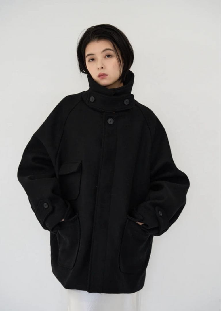 ジャケット・アウター geeong flap pocket wool coat /black