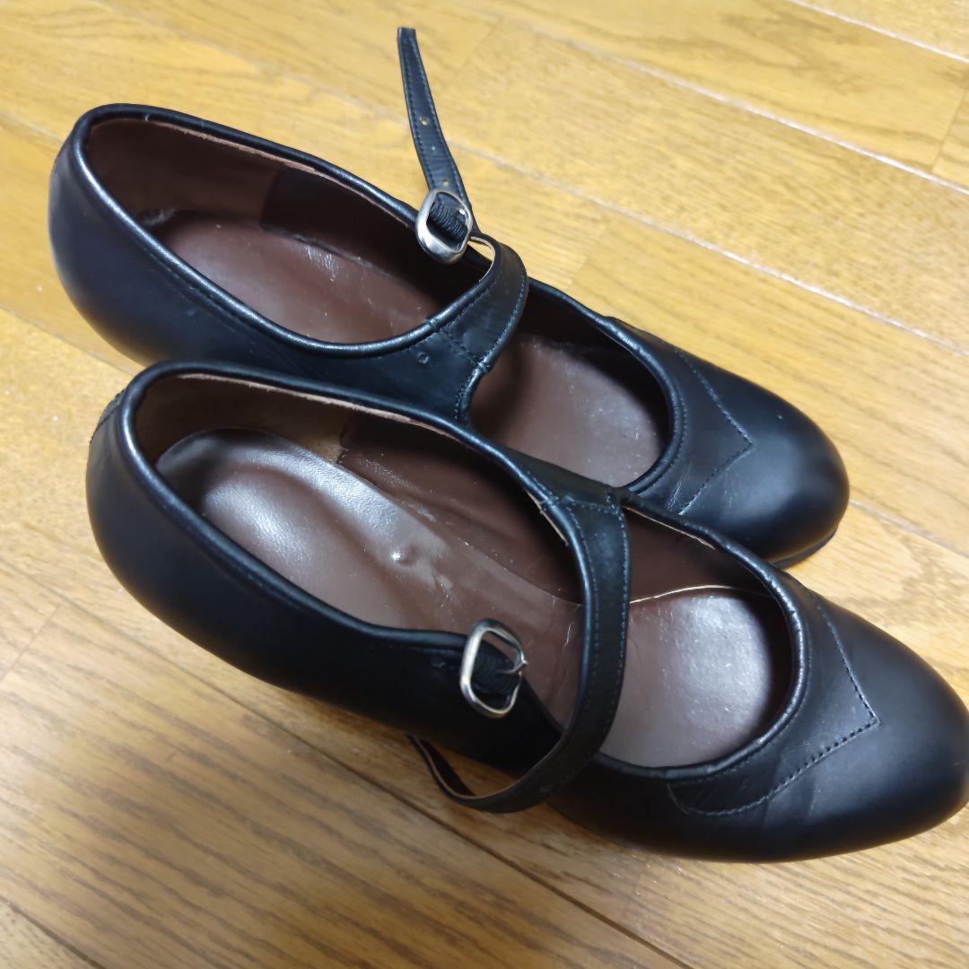 フラメンコシューズ 黒 レザー 23.5