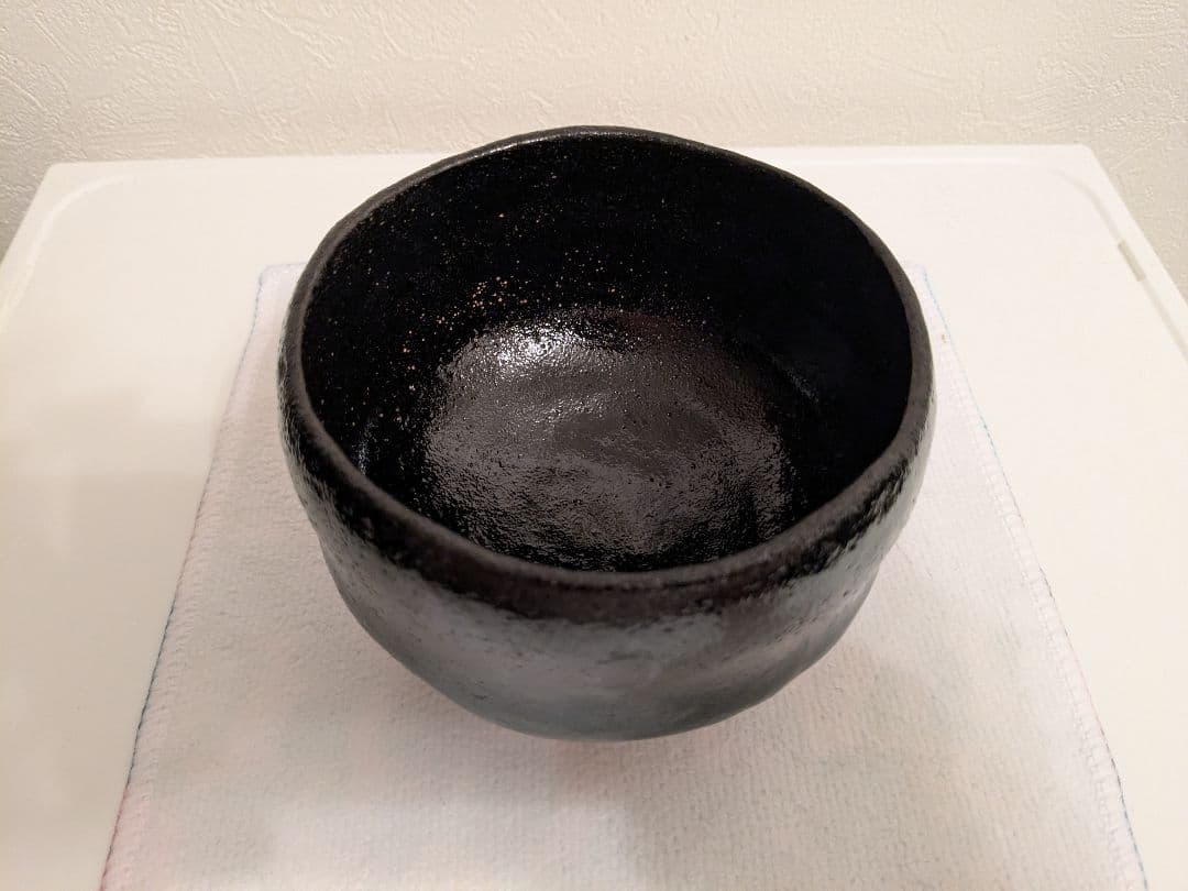 紫野焼　黒茶碗　共箱　口径11-12cm