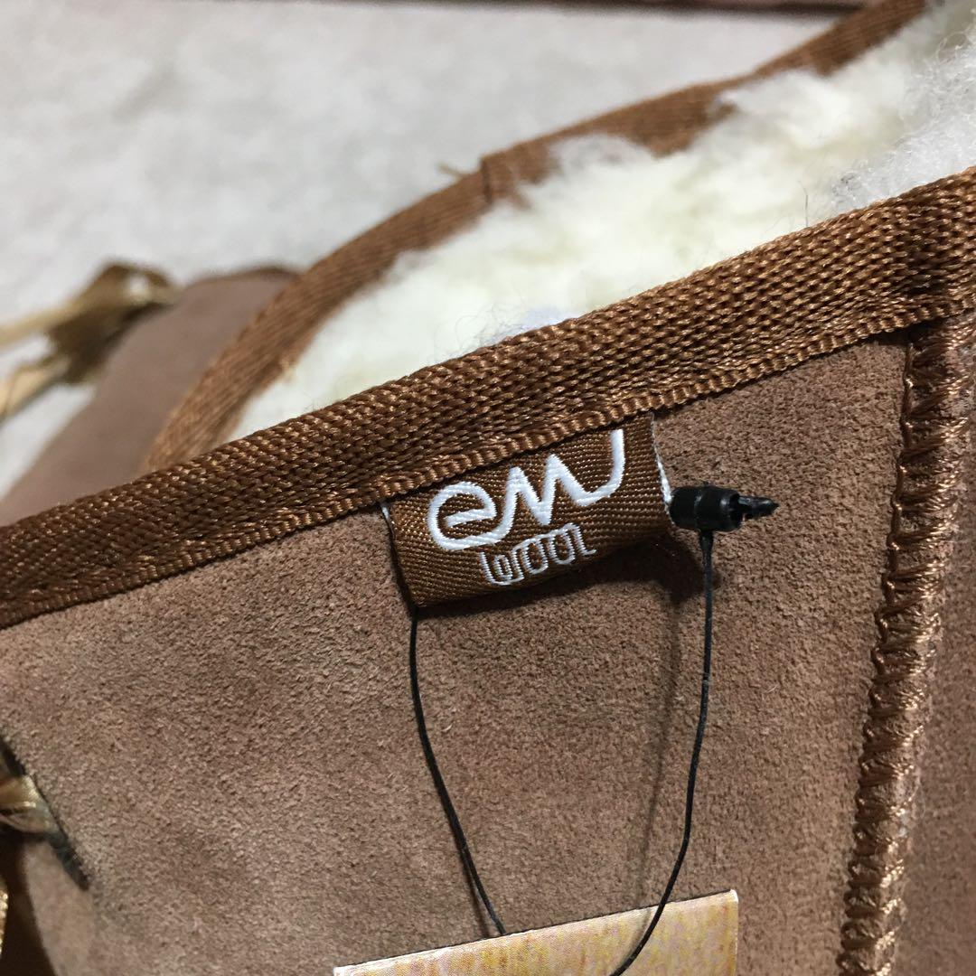 emu ♫ ニーハイ ムートンブーツ キャメル ブラウン 25cm W8 リボン