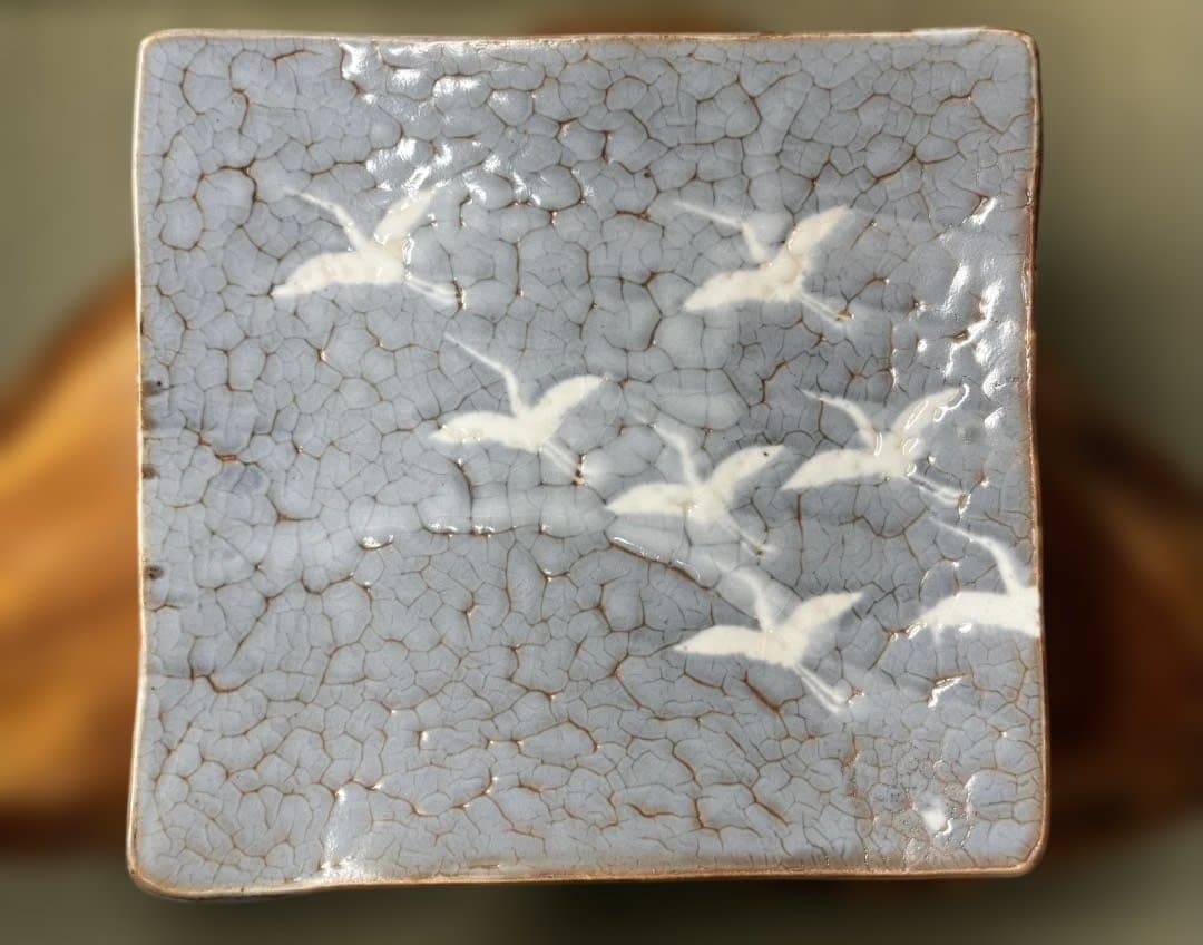 未使用 四方皿 志野 佐藤康元 貫入