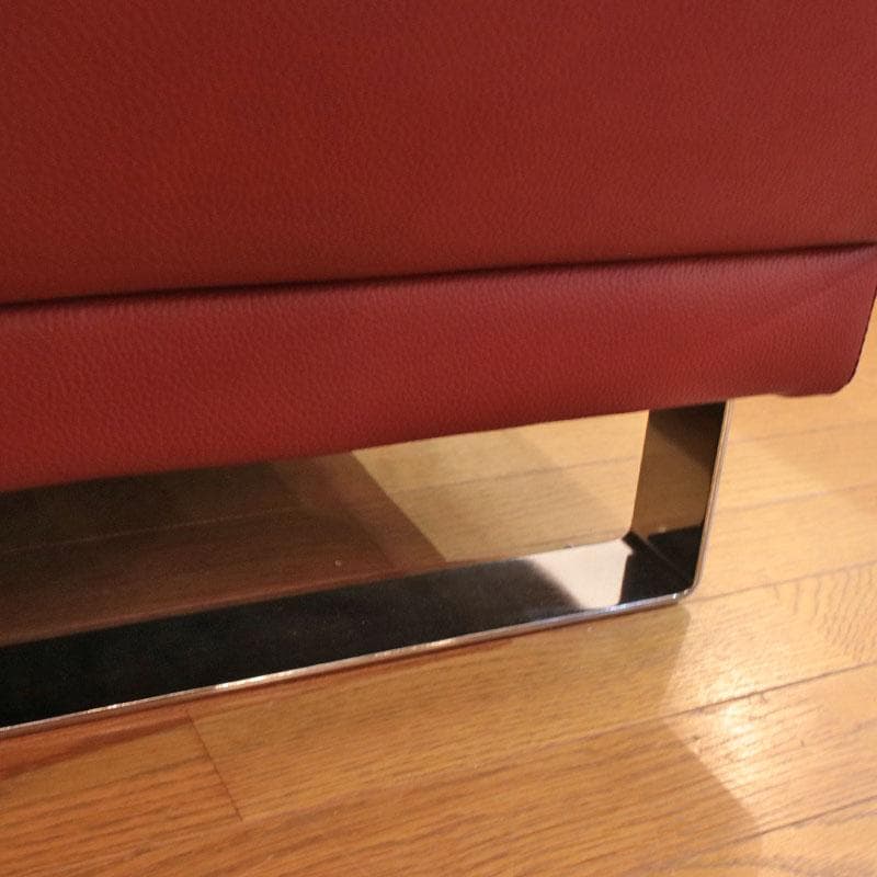 二人掛けソファ ダブルソファ 幅160cm エアレザー 赤 143-169