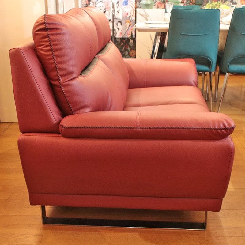 二人掛けソファ ダブルソファ 幅160cm エアレザー 赤 143-169