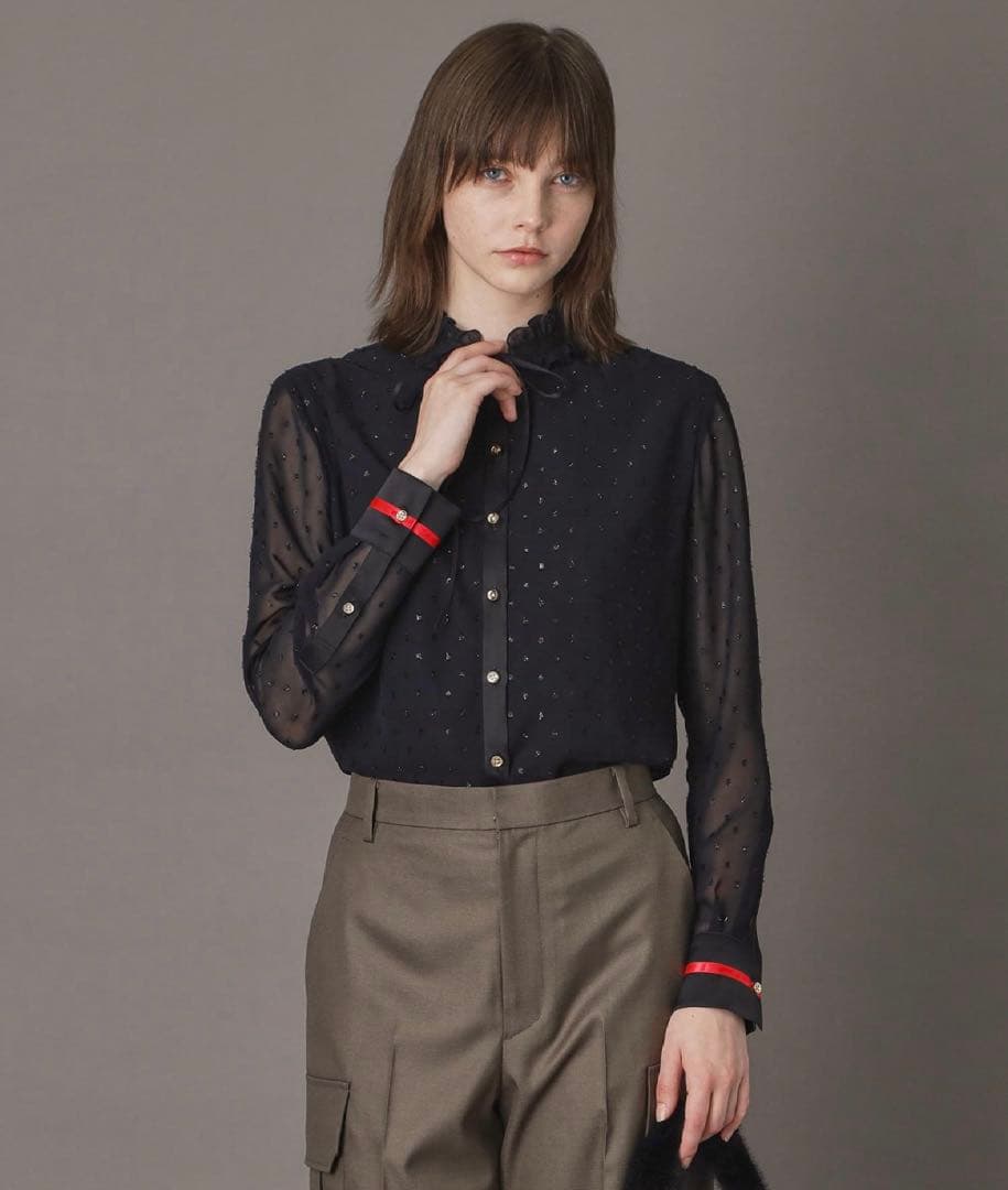 【未使用✨】DRESSTERIOR フィルムドットフリルネックブラウス