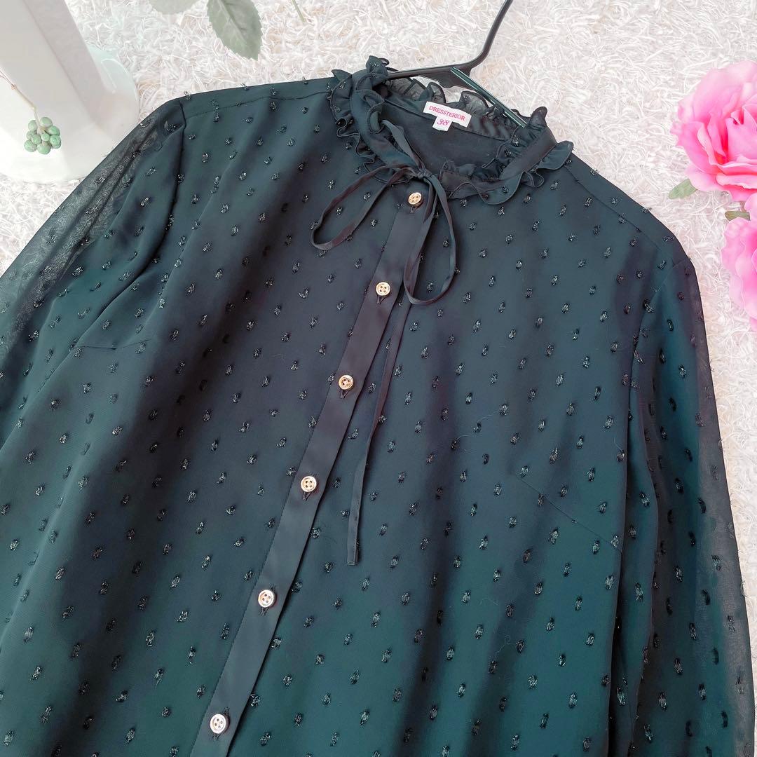 【未使用✨】DRESSTERIOR フィルムドットフリルネックブラウス