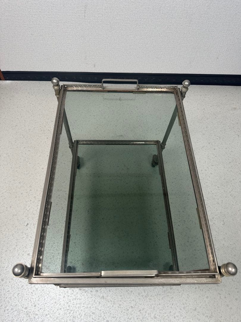 ティー トローリー キッチン ワゴン ガラストップ フランス製 ※i4※