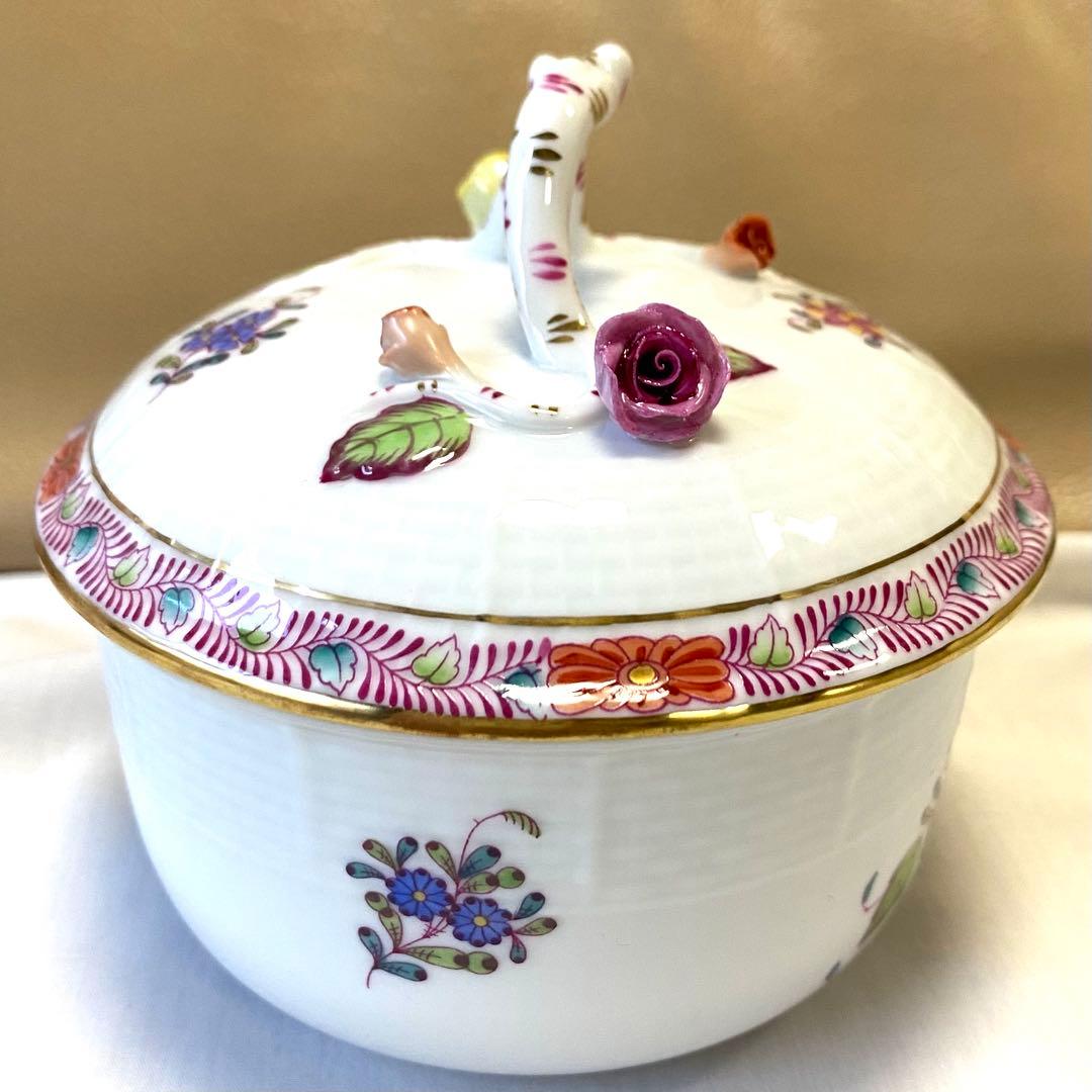 2.美品☆ヘレンド☆取っ手付きミニ薔薇☆大きめ☆ボンボニエール