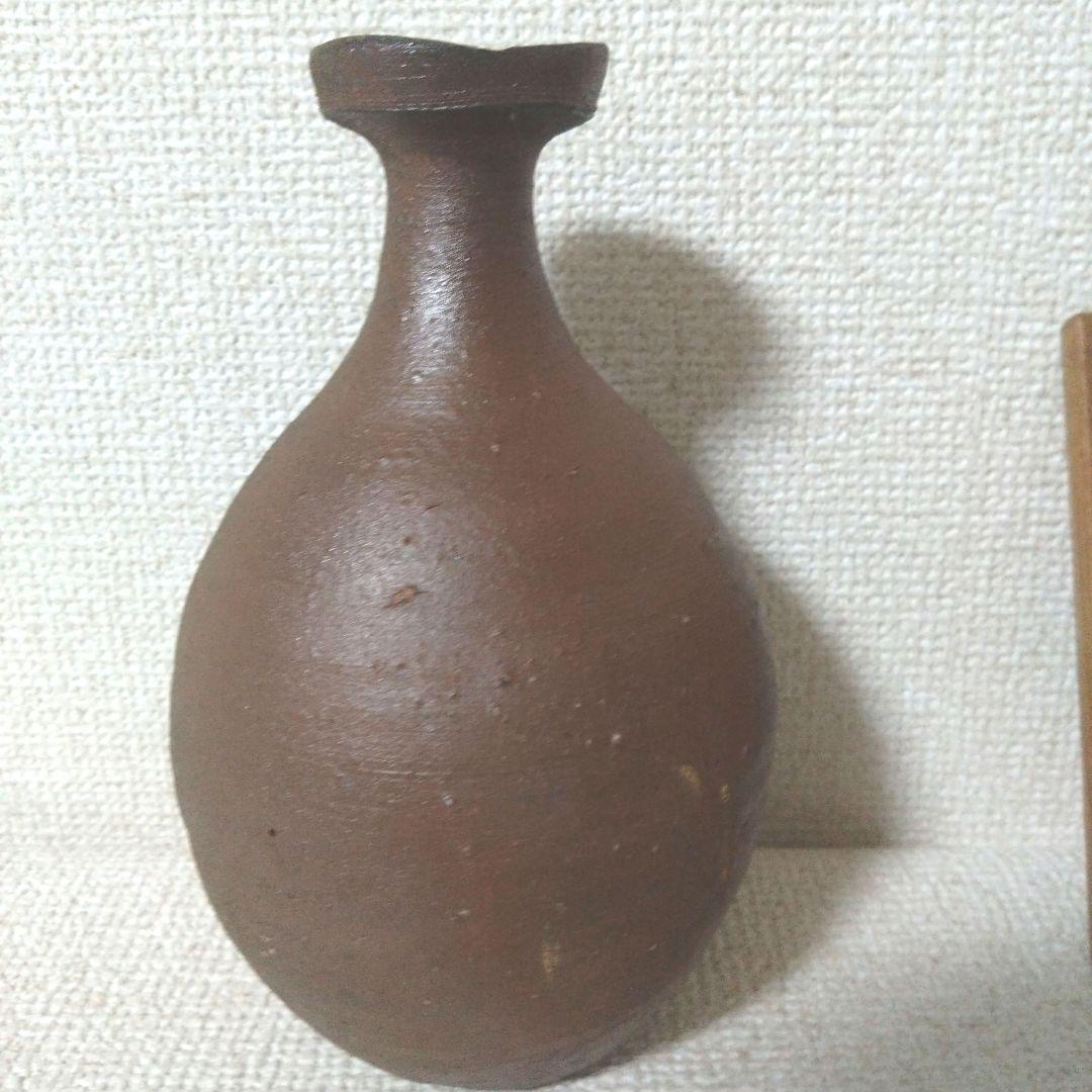 【岡山県重要無形文化財　藤原　建　作】備前焼　一輪花入　共箱