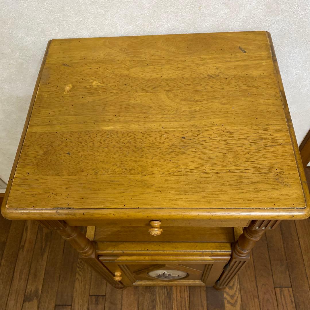 カリモク【電話台】 木製　アンティーク　花台 収納棚