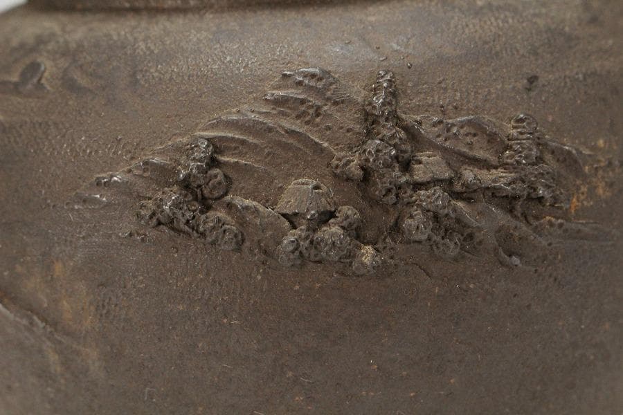 龍文堂造 山水紋 鉄瓶(Ｋ-XA822)