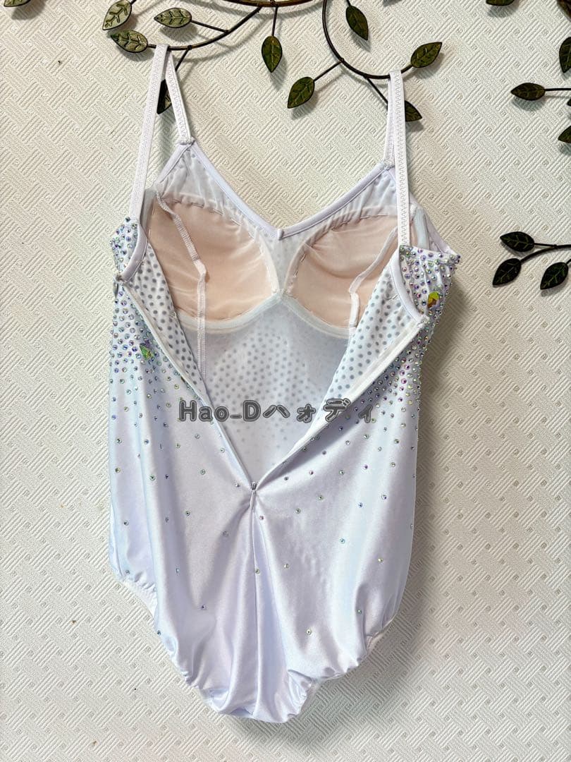 新品★ストーン付き★白&オーロラ★レオタード★胸パットあり★社交ダンス★ショー