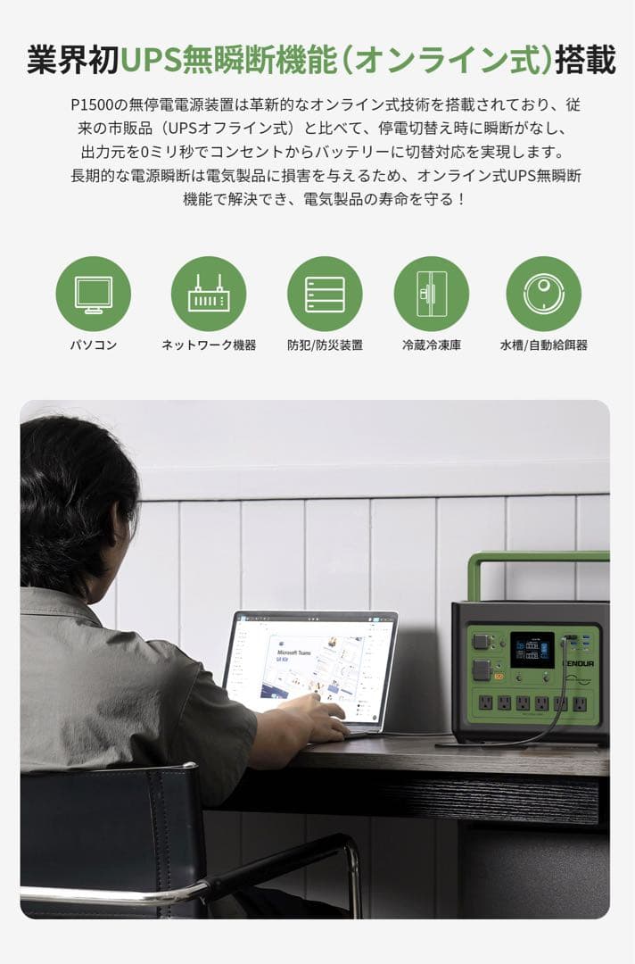 ポータブル電源 バッテリー 充電器 480000mAh /1536Whフル充電