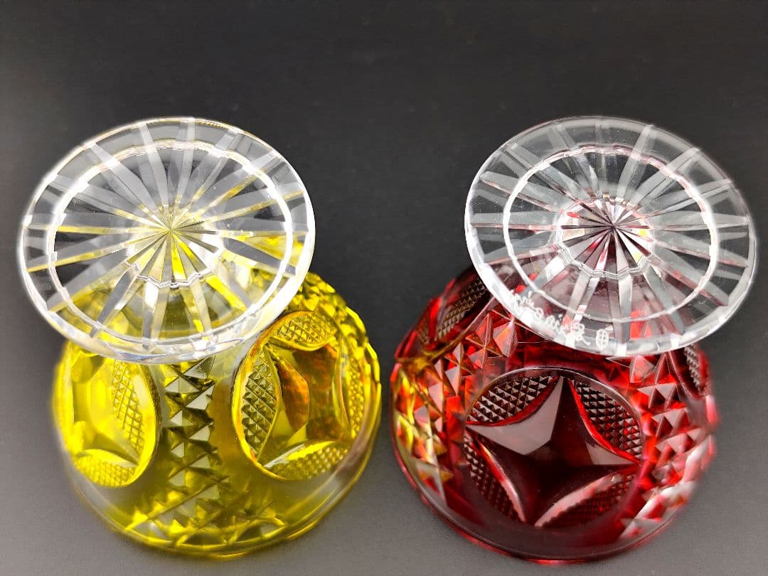 美品☆薩摩切子 薩摩ガラス工芸「瑞氣」盃 酒器（切子、江戸切子、薩摩切子）