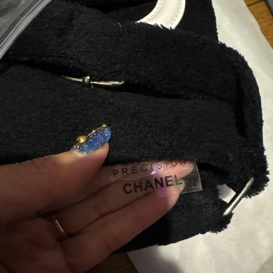 未使用 シャネル CHANEL ノベルティ パイル地 ショルダーバッグ 黒ｘ白