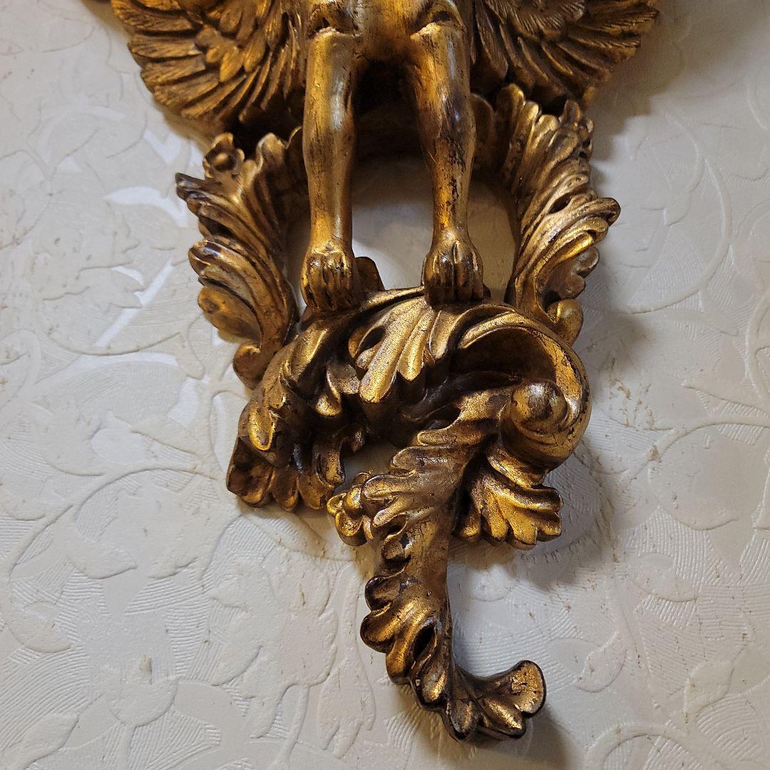 大型　ライオンの壁掛けコンソール　シェルフ　ヴィンテージ　有翼の獅子