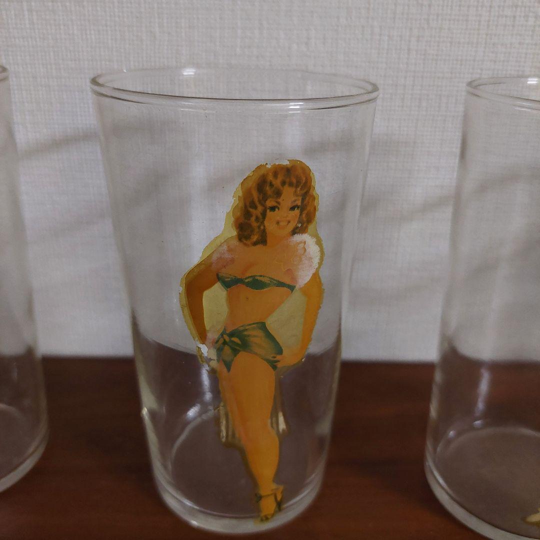 ピンナップガール イラスト コップ 4個セット ヴィンテージ