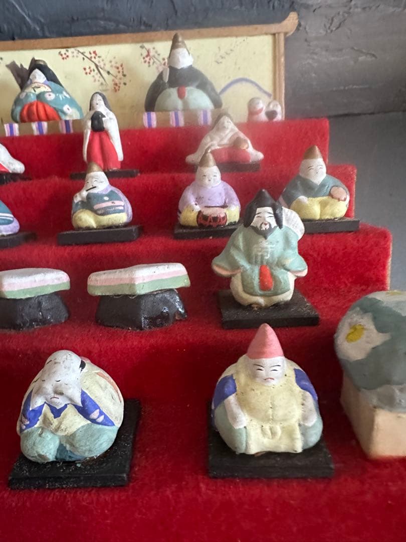 希少品❣️可愛すぎる❣️ヴィンテージ土人形　雛人形段飾りミニチュア