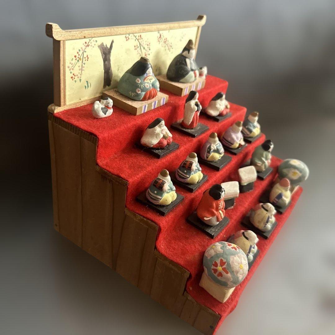 希少品❣️可愛すぎる❣️ヴィンテージ土人形　雛人形段飾りミニチュア