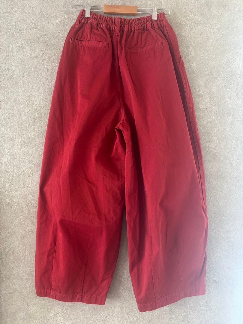 ハーベスティ　コットンチノクロスサーカスパンツ　ワイド　レッド　2　美品