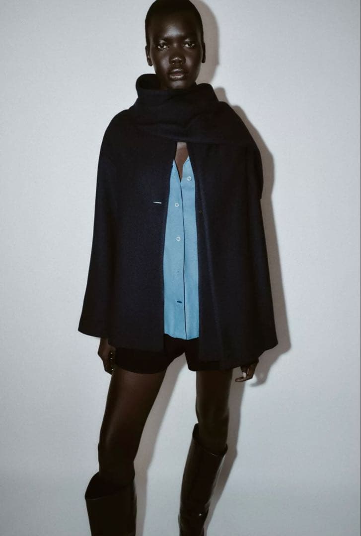 ZARA　ザラ　ウールショートスカーフコート